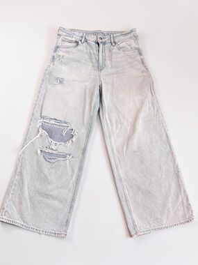 American Eagle Strigid Ripped Wide Leg Jeans Women's 8